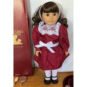 American Girl Samantha Doll Pleasant Company Burgundy Dress Accessories 6 Books